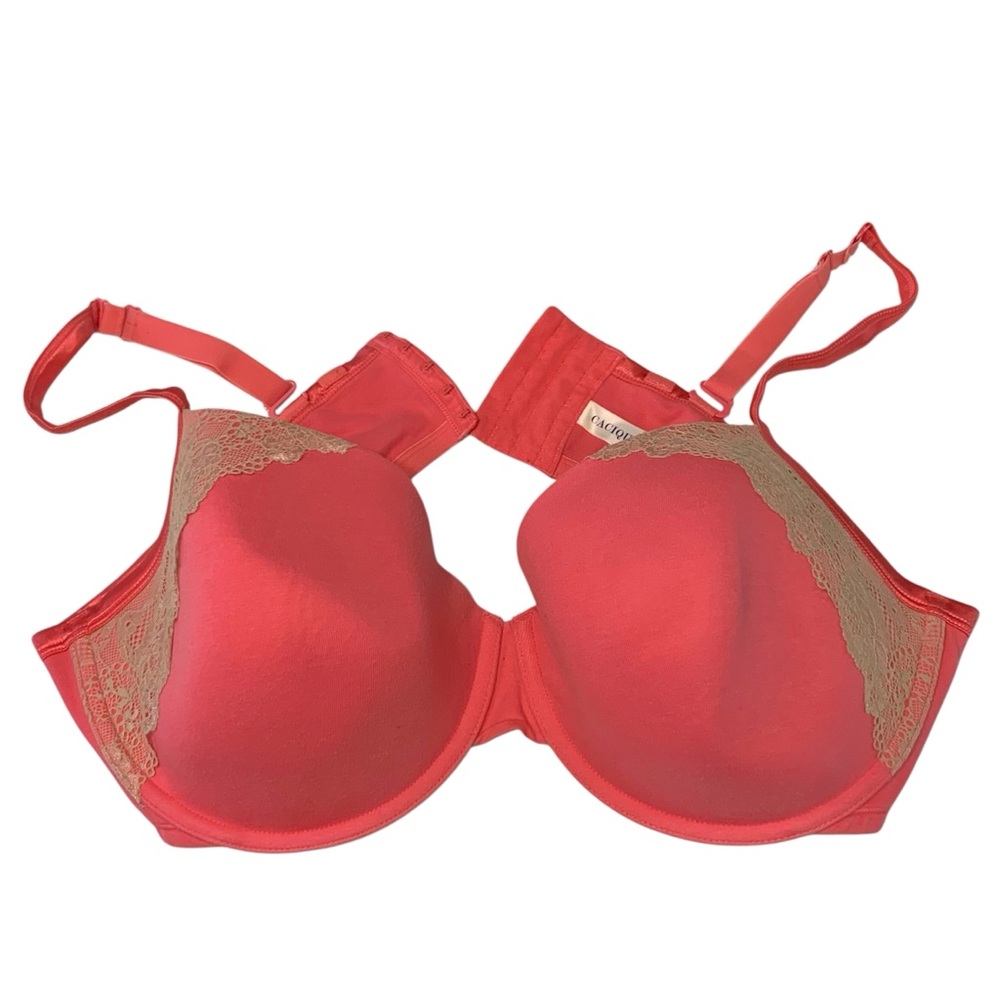 CACIQUE Coral Lace Trim Bra Sz 46DDD/46F